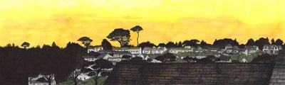 Gylly海滩的日落，2020年（毛笔）。 作者 夏洛特奥尔