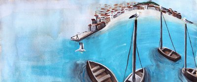 海鸥的故事》，2012年（丙烯和水墨）。 作者 夏洛特奥尔