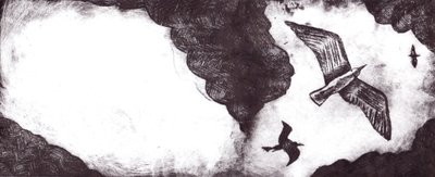 海鸥的故事》，2012年（干点蚀刻画和数字）。 作者 夏洛特奥尔