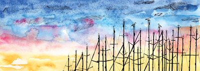 海鸥的故事》，2020年（水彩和钢笔）。 作者 夏洛特奥尔