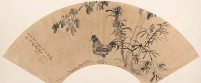 靠近树木的公鸡。 作者 程嘉穗