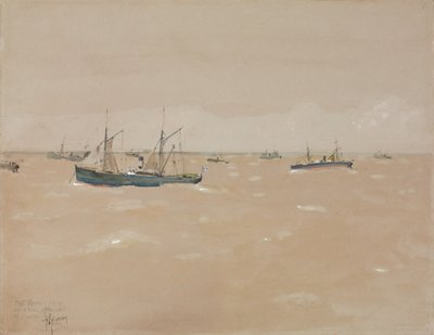 西班牙海岸的水果蒸船渡过难关 作者 柴尔德·弗雷德里克·哈萨姆
