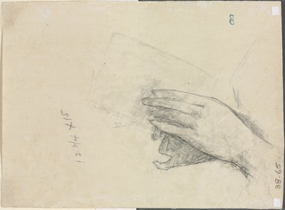 手捧书的背面，1889年。 作者 柴尔德哈桑