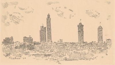 纽约天际线，黑暗建筑 作者 柴尔德哈桑