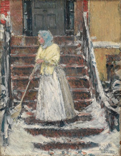 扫雪，1890年代。 作者 柴尔德哈桑