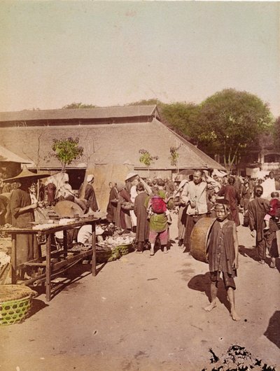 东京的市场，1899-1900（彩色照片） 作者 中文学校