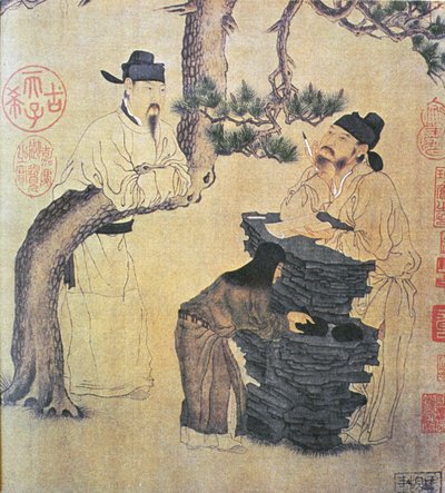 中国古代诗人，原始中国卷轴的传真 作者 中文学校