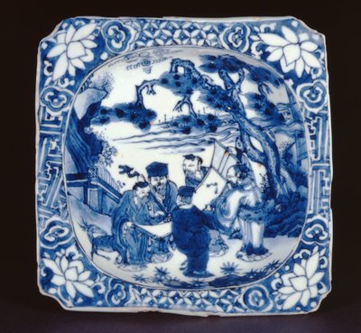 蓝色和白色kosometsuke广场菜涂上寿老和其他仙人，天琪，1621-27（瓷器） 作者 Chinese School