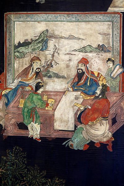 Coromandel lacquerwood pannels来自中国，细节，c.1730 作者 中文学校