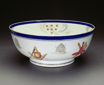 Famille Rose出口共济会碗，干隆时期，1736-95（瓷器）（另见133044和133046） 作者 中文学校