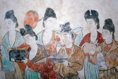 献礼，武则天墓的壁画，钱氏墓，中国唐朝，山西，8世纪 作者 中文学校