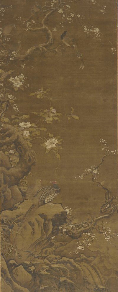 野鸡和冰雪覆盖的梅花，明朝或清朝，15至18世纪 作者 Chinese School