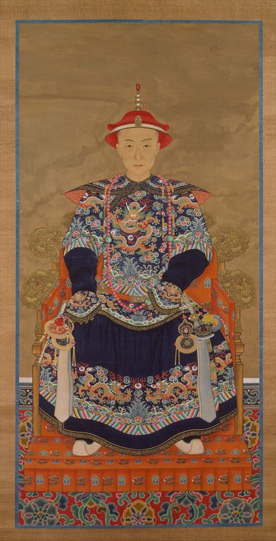 干隆皇帝作为一个年轻人的画象，垂悬的滚动 作者 中文学校