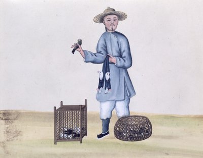 鸽子卖家，来自北京街头电话的一本书，1785年（纸上有水粉和水粉） 作者 中文学校