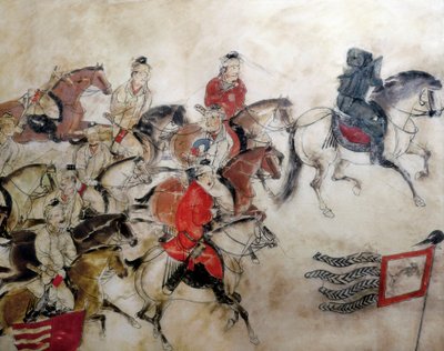 Tomb of Prince Zhanghuai, hunting scene with horses, Xian, Han period, 706 (mural) 作者 中文学校