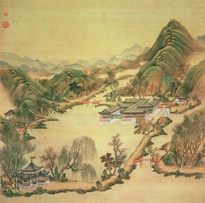 颐和园，北京（丝绸上的颜色）的视图 作者 中文学校