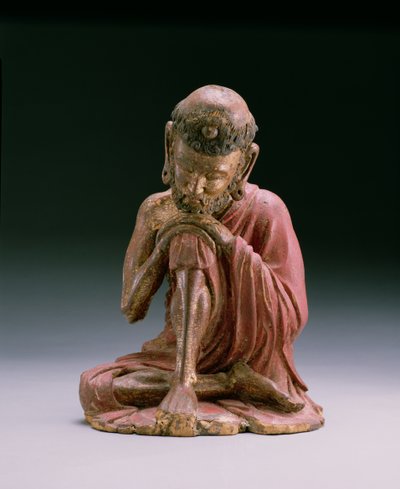 释迦牟尼的红漆图，佛教信仰的创始人，从山上出现，燕王朝，1280-1368（木和镀金） 作者 Chinese School Chinese School