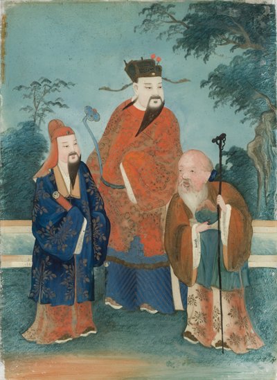 三个男性人物（玻璃上的油） 作者 中文学校中文学校