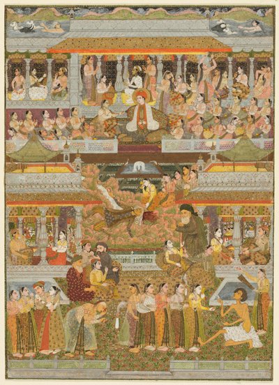 恋人和爱人：波斯语、乌尔都语和梵语文学中的场景合成，约1735年。 作者 奇塔曼二世