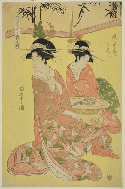 模仿七圣的美人--年轻歌妓选》（Shichi kenjin yatsushi bijin shinzo zoroe）：越前屋的百姬 作者 Chobunsai eisi