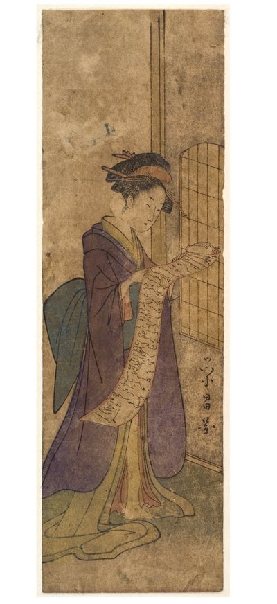 女士阅读长卷信件 作者 Chobunsai eisi