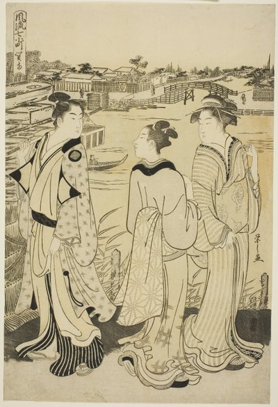 关寺的小野小町》，选自《时尚七小町》系列，约 1788 年（彩色木刻版画；荞麦面 作者 Chobunsai eisi