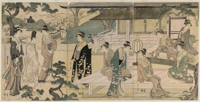 源氏物语系列中源氏物语的松风章节c。 1791年。 作者 Chobunsai eisi