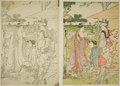 从飞鸟山上的茶馆观赏樱花 作者 Chobunsai eisi