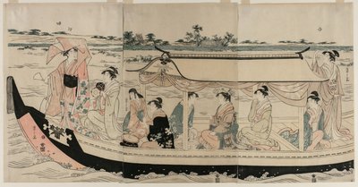 1790年代初，um田河上的游船上的妇女。 作者 Chobunsai eisi