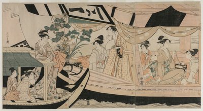 1790年代中期，S田河上的游船上的妇女。 作者 Chobunsai eisi