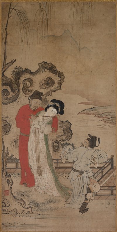 明皇教杨贵妃吹笛子，14世纪末-15世纪初。 作者 长流斋