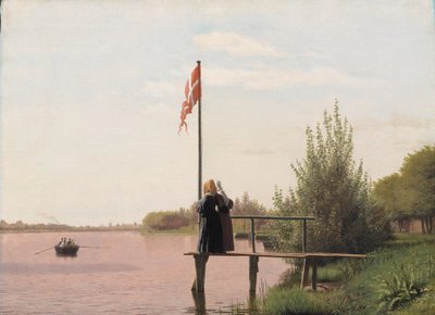 从 Dosseringen 望向哥本哈根郊区 Nørrebro 的 Sortedam 湖景 作者 克里斯汀·科布（ChristenKøbke）