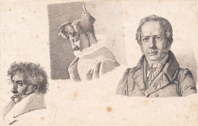 带有三幅肖像画的杂志：面包师 Købke、Sophie Krohn 和 N. Feilberg 作者 克里斯汀·科布（ChristenKøbke）