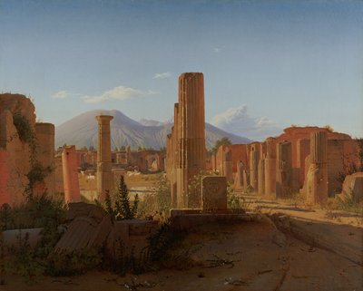 庞贝论坛，远处的维苏威火山 作者 Christen Schjellerup Købke