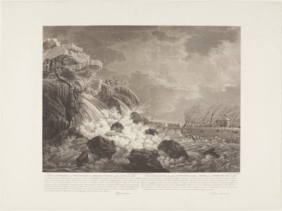 Gezicht der Dykbreuk en Overstrooming te Bemmel by Nymegen op den 21 February 1799 / Vue de L