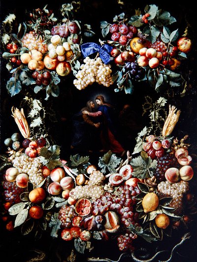 花环中的探视》（布面油画） 作者 克里斯蒂安·卢克斯（Christiaan Luykx）或卢克斯（Lycks）