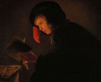 烛光青年 作者 克里斯蒂安·扬斯（Christiaen Jansz）。花洒类型