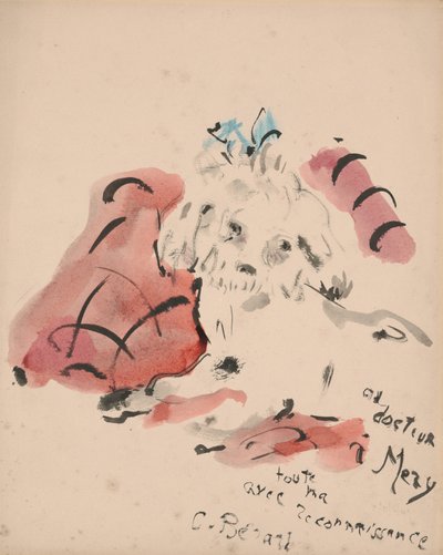 Petit chien（右图）（纸上油画棒、水彩、毛笔和墨水） 作者 克里斯蒂安·贝拉尔