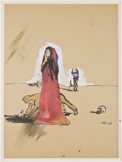 人物场景，约 1934 年（水粉和墨水，纸面） 作者 克里斯蒂安·贝拉尔