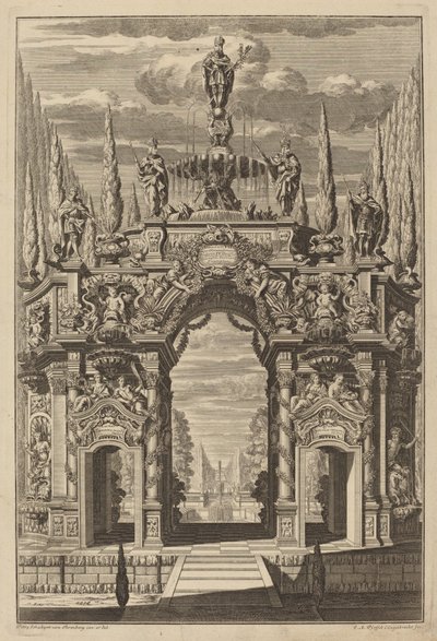 弗里德里希四世的凯旋门 作者 Christian Engelbrecht 和 Johann Andreas Pfeffel，根据 Peter Schubert von Ehrenberg