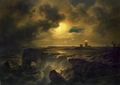 在月光下的黑尔戈兰岛 作者 Christian Ernst Bernhard Morgenstern