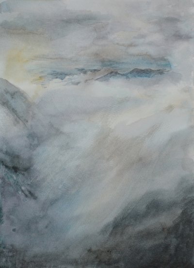 滑动的云》，2015 年（纸上水彩） 作者 克里斯蒂安·福尔