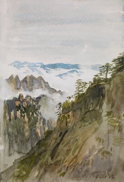 黄山松，黄山，2015（纸上水彩） 作者 克里斯蒂安·福尔