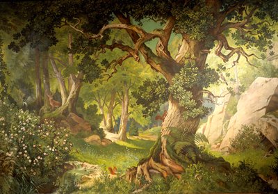 魔术师克林索尔的花园，出自《帕西瓦尔》系列，大音乐厅，约1883-84年（壁画）。 作者 Christian Jank