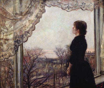 窗边的 Oda Krohg 作者 克里斯蒂安·克罗格（Christian Krohg）