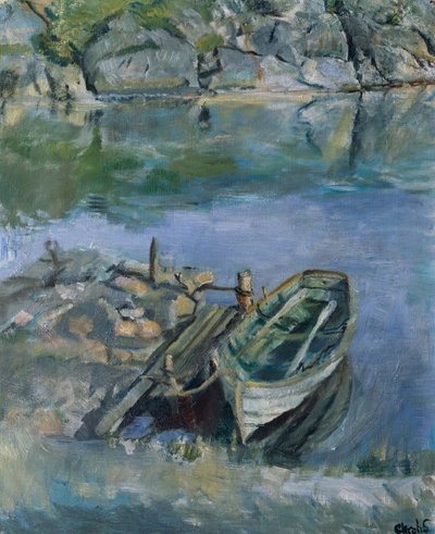 带码头的划艇 作者 克里斯蒂安·克罗格（Christian Krohg）