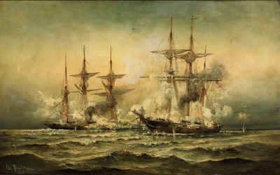 Kearsarge和Alabama于1864年6月19日在法国瑟堡港附近，1870年 作者 克里斯汀·波尔森