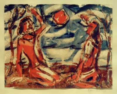 日落前的两个裸体 作者 Christian Rohlfs