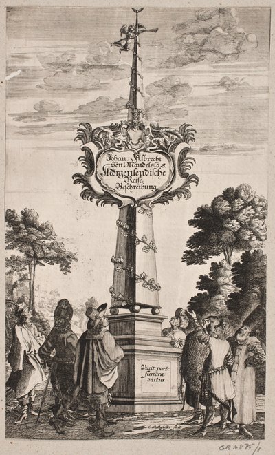 Titelblad til Johann Albrecht Mandelslo，"Morgenländische Reisebeschreibung [...], Schleswig 1668 作者 克里斯蒂安·罗斯吉瑟