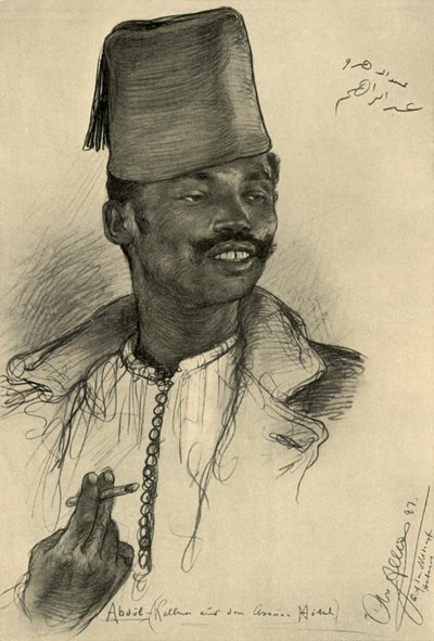 阿卜杜勒，埃及阿斯旺酒店的服务员，1898年。   作者 克里斯蒂安·威廉·艾尔斯